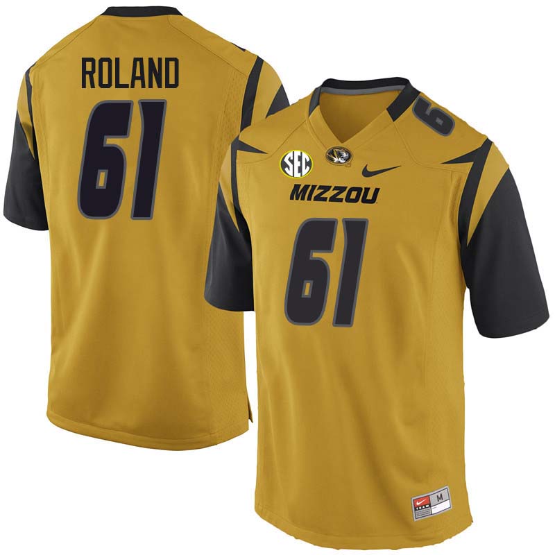 Men #61 Adam Roland Missouri Tigers College Football Jerseys Sale-Yellow